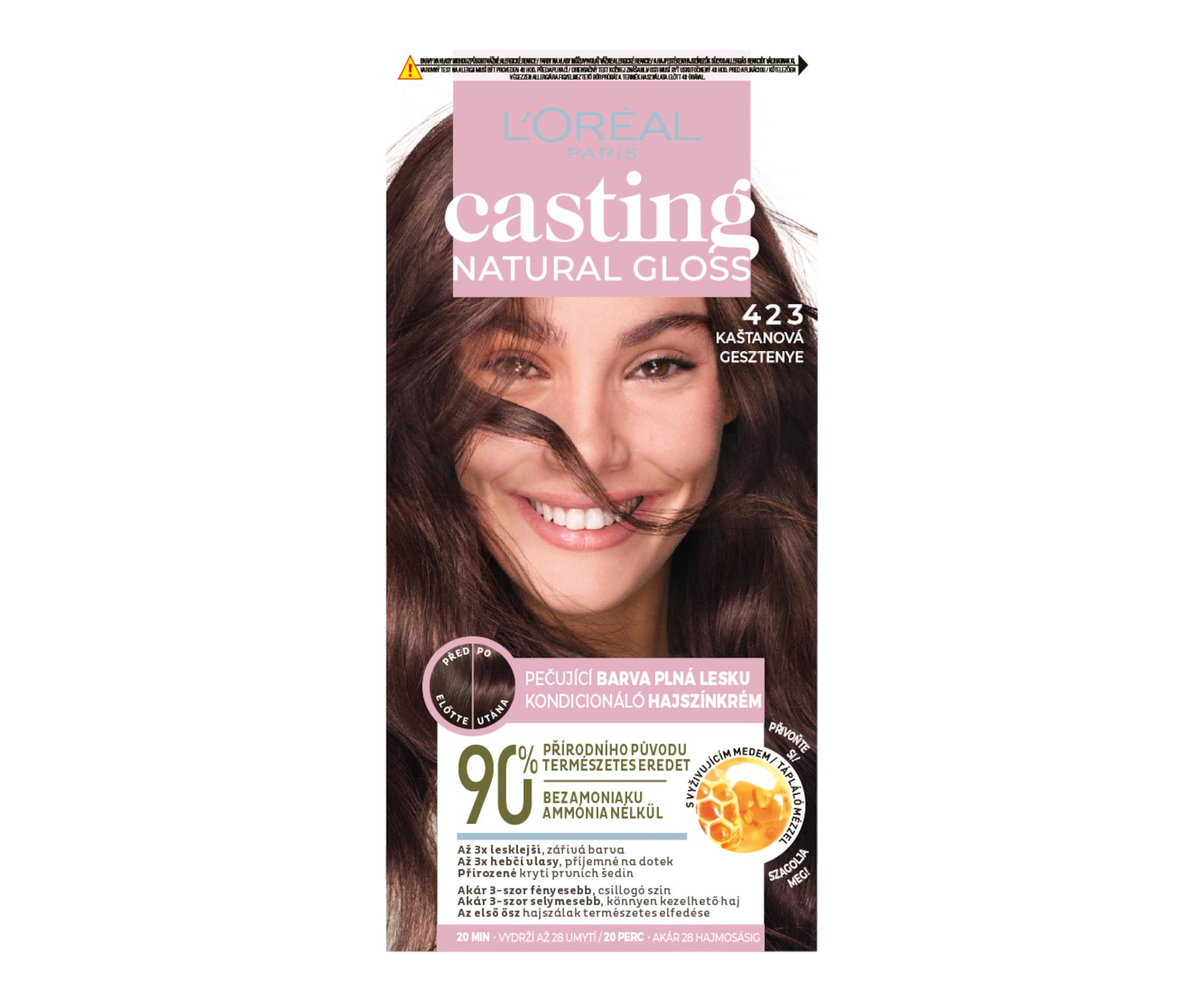 Přeliv bez amoniaku Loréal Casting Natural Gloss - 423 kaštanová - L’Oréal Paris + dárek zdarma