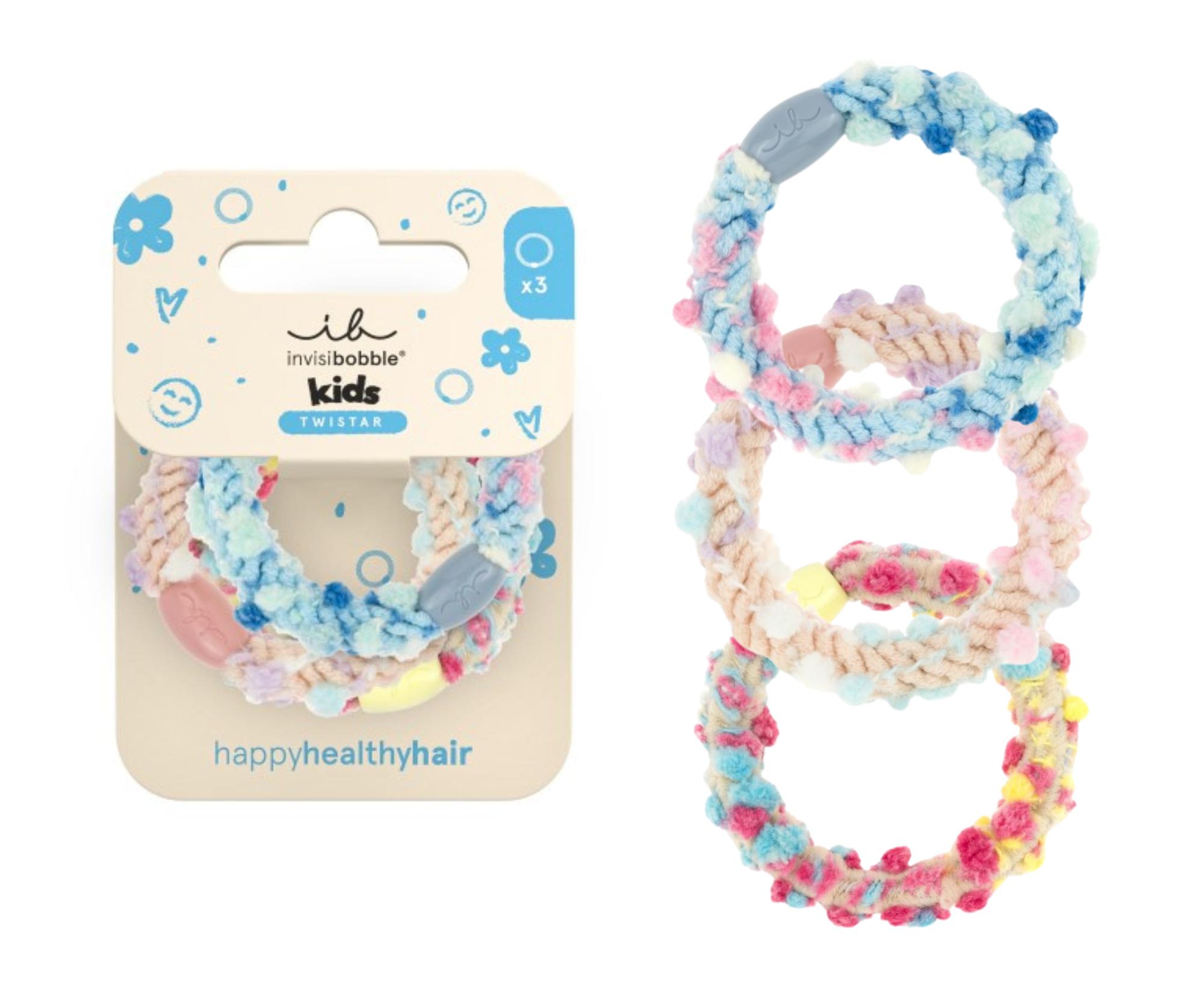 Sada ozdobných gumiček do vlasů Invisibobble Kids Twistar Pom Pom Tie - 3 ks + dárek zdarma