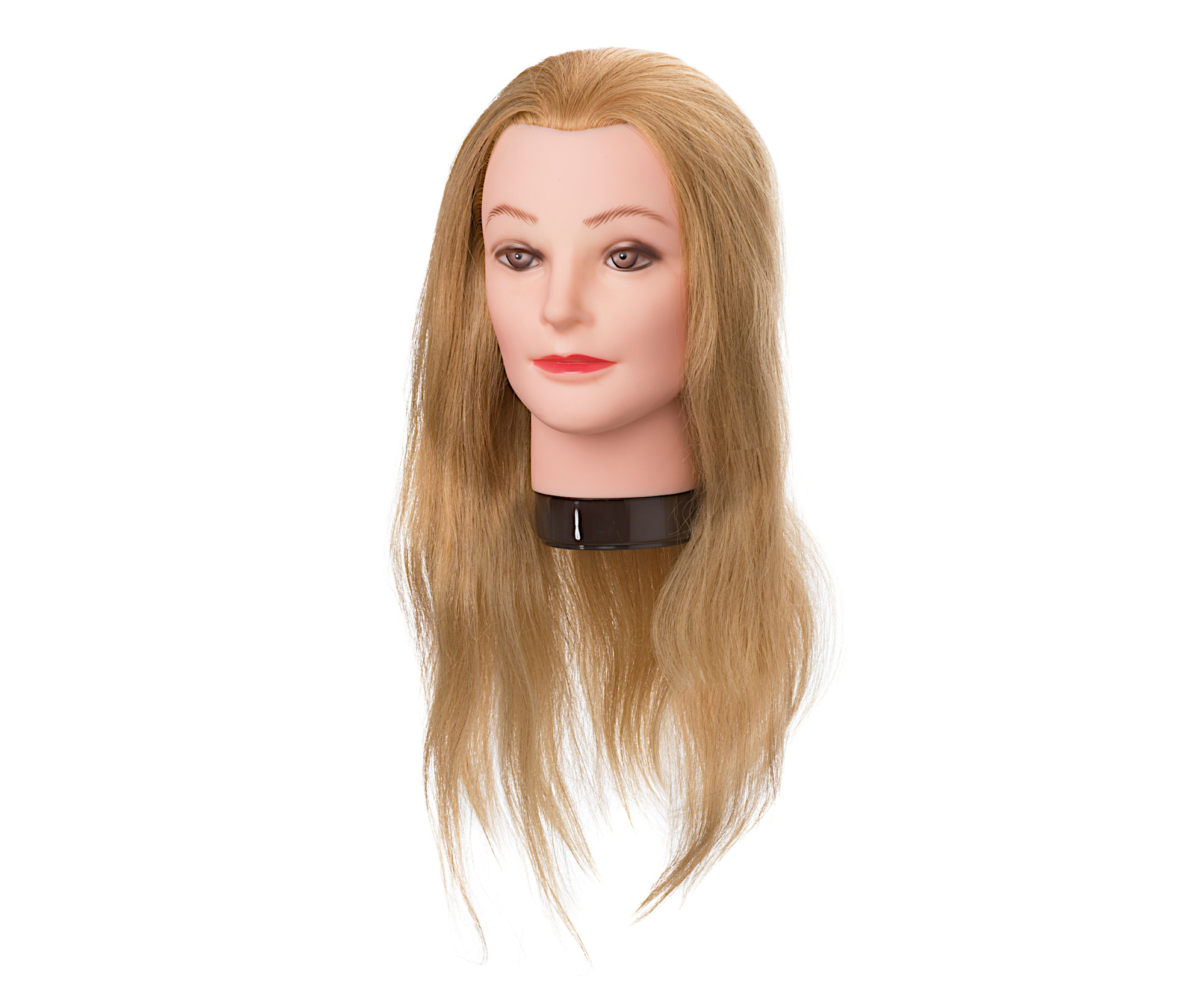 Cvičná hlava s přírodními vlasy Eurostil Profesional - světlá blond, 45-50 cm (04586) + dárek zdarma