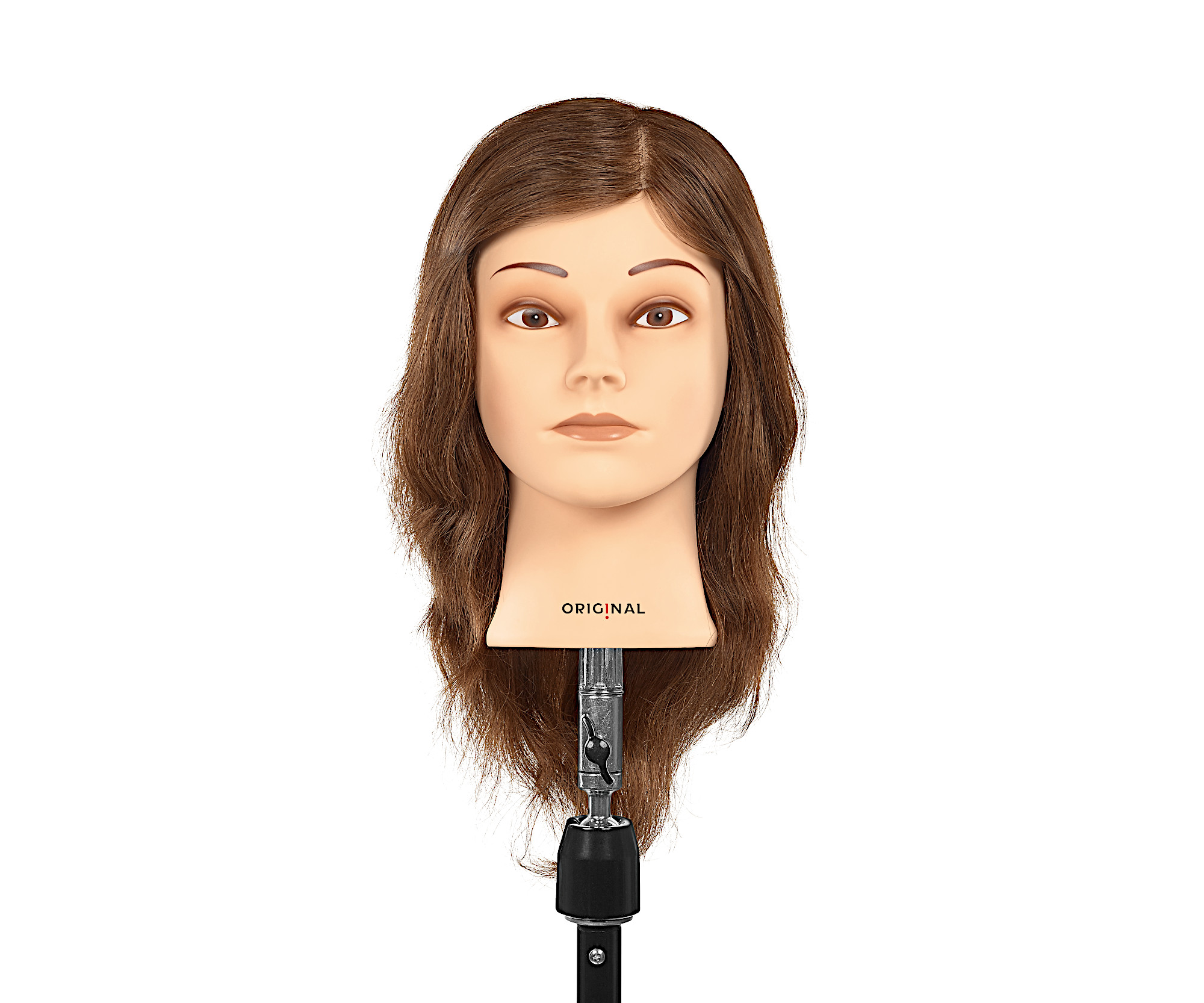 Cvičná hlava s přírodními vlasy Original Best Buy Lisa - středně hnědá, 40-50 cm (P005011) + dárek zdarma