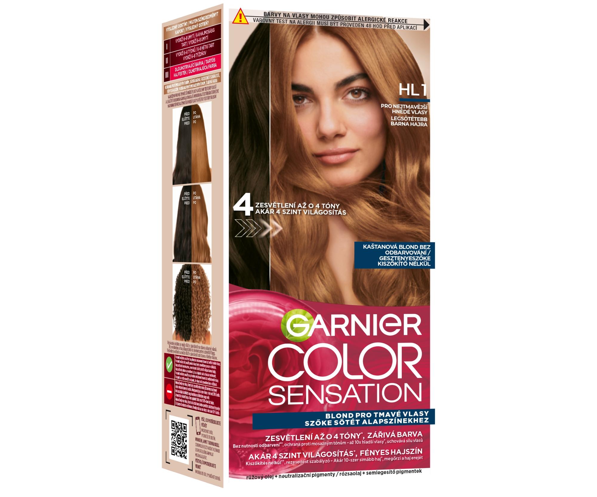 Permanentní zesvětlující barva na vlasy Garnier Color Sensation  - HL1 kaštanová blond + dárek zdarma