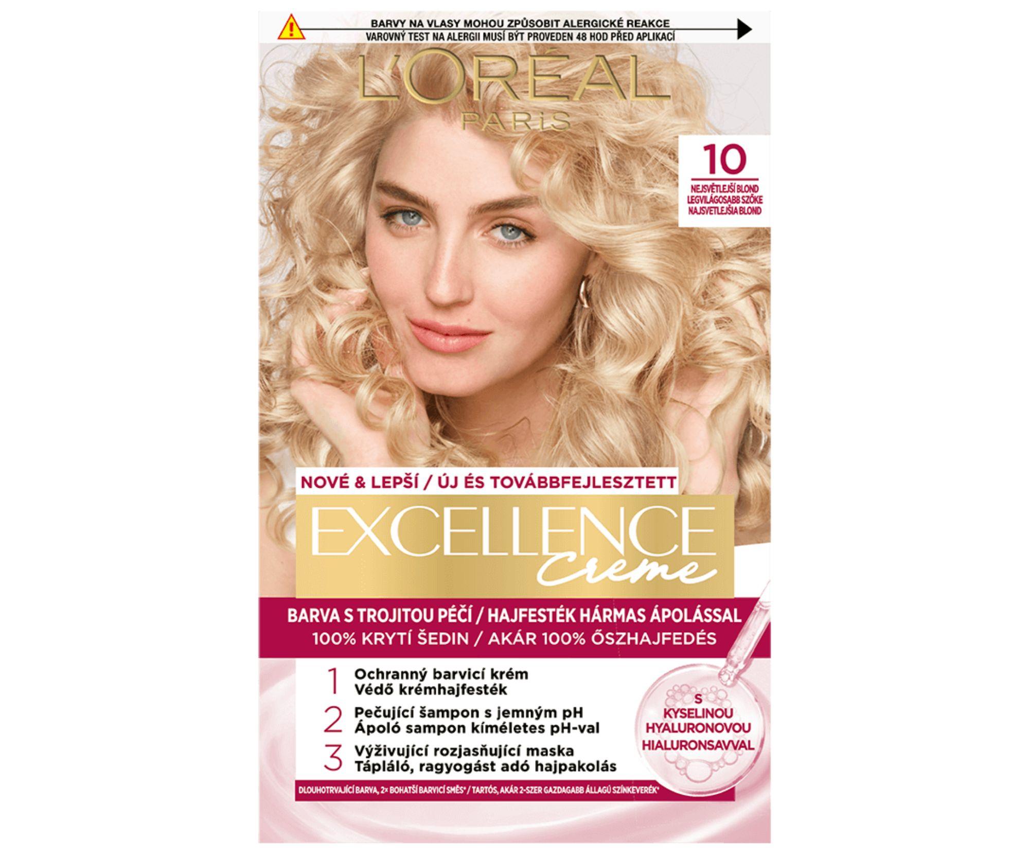 Permanentní barva Loréal Excellence 10 nejsvětlejší blond - L’Oréal Paris + dárek zdarma