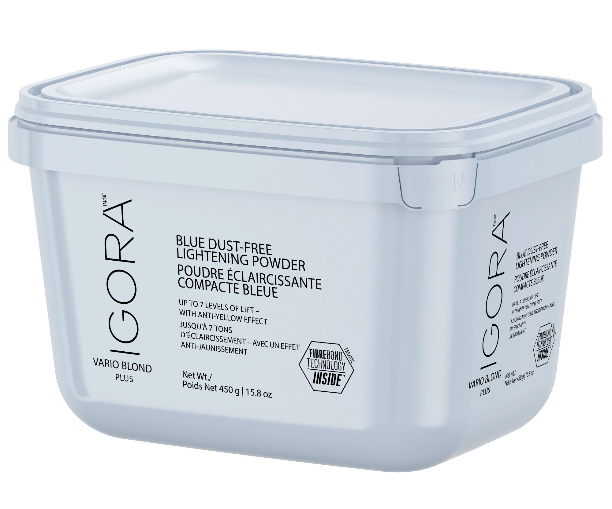 Zesvětlující bezprašný modrý pudr Schwarzkopf Professional Igora Vario Blond Plus 7 - 450 g + dárek zdarma