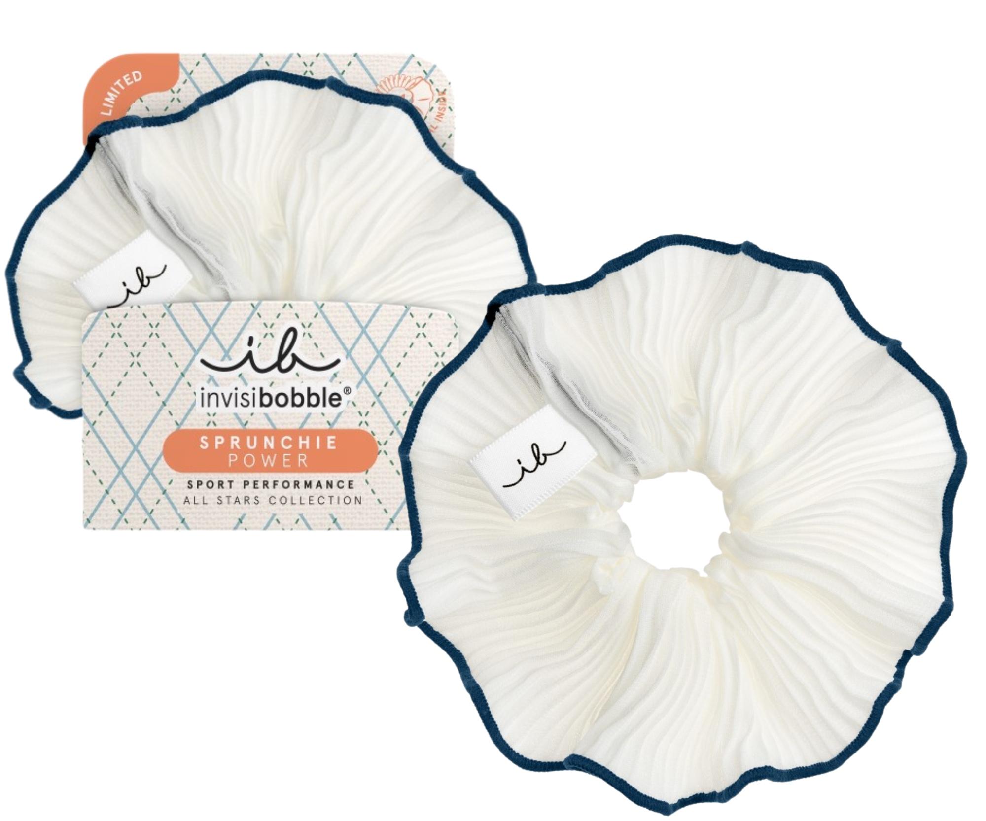Ozdobná spirálová gumička Invisibobble Sprunchie Power All Stars Match Point - bílá + dárek zdarma