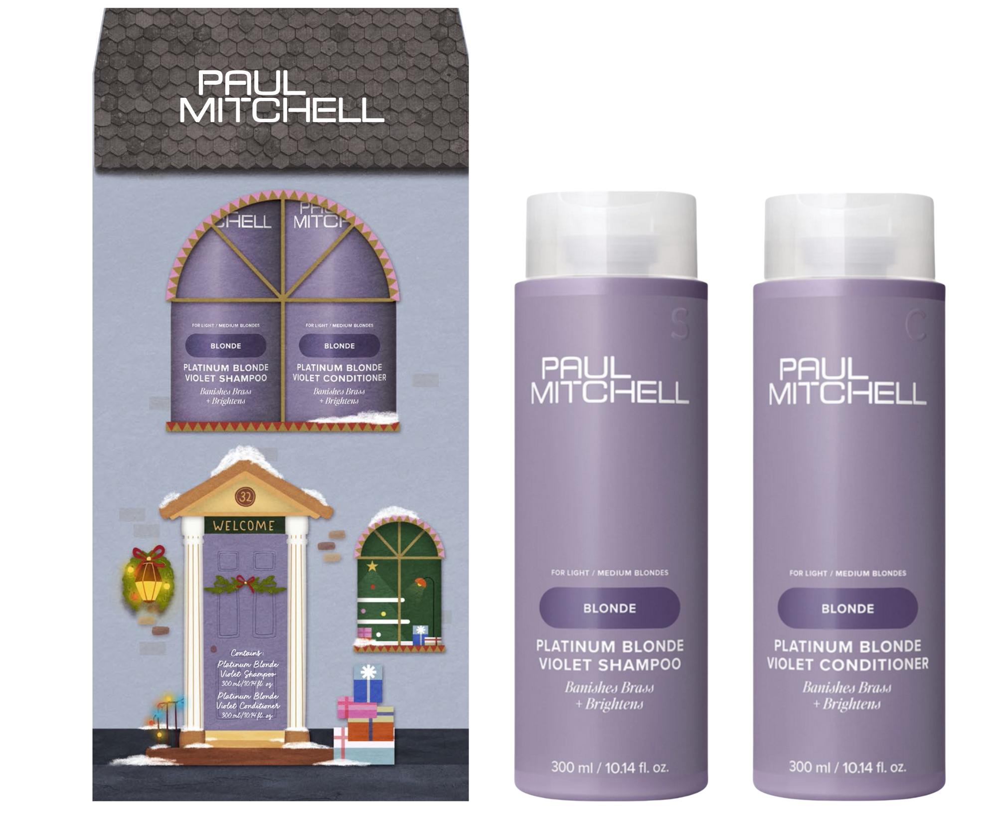 Dárková sada pro blond a melírované vlasy Paul Mitchell Platinum Blonde Duo + dárek zdarma