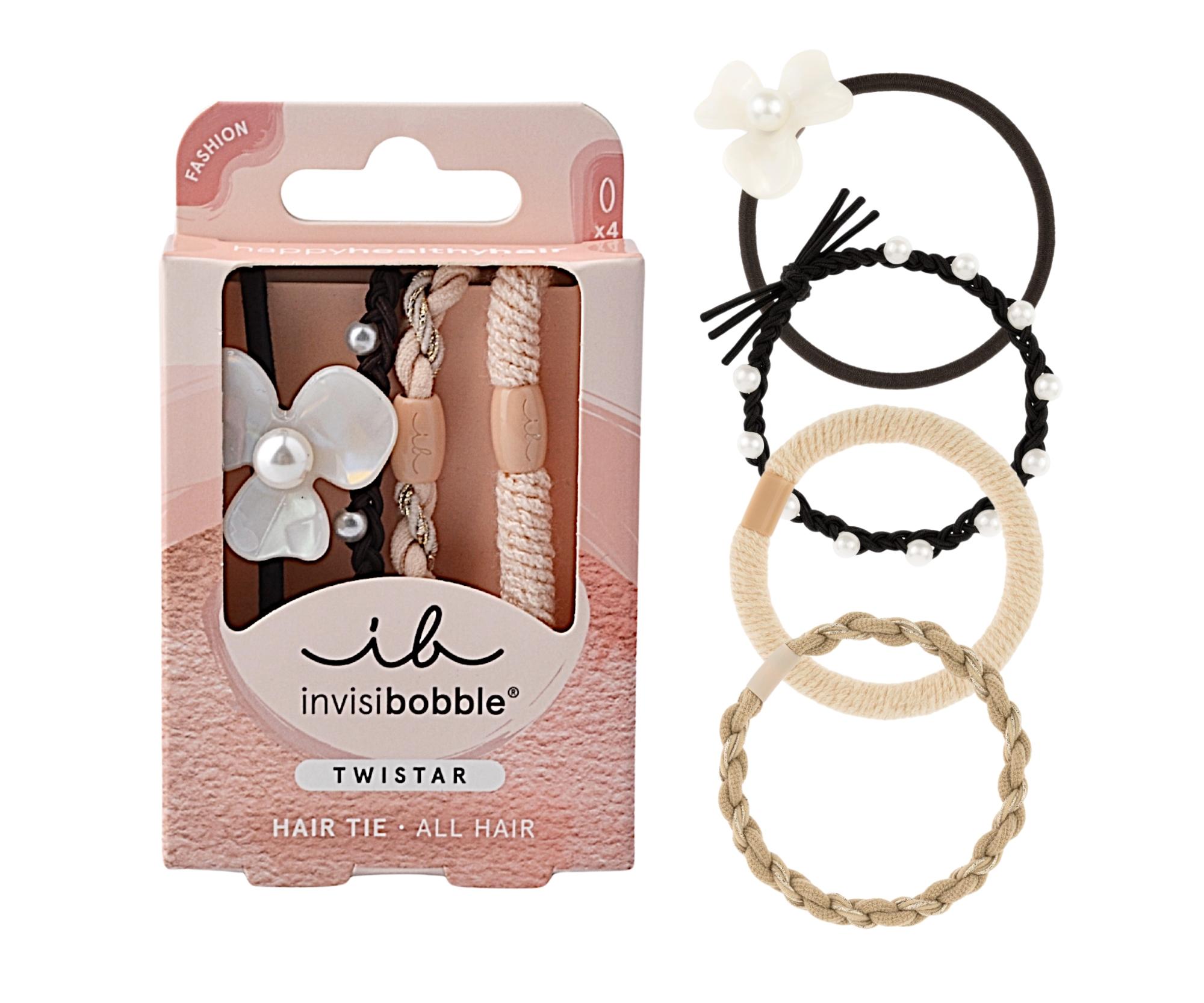 Sada ozdobných gumiček do vlasů Invisibobble Twistar Flower Pearl - 4 ks + dárek zdarma