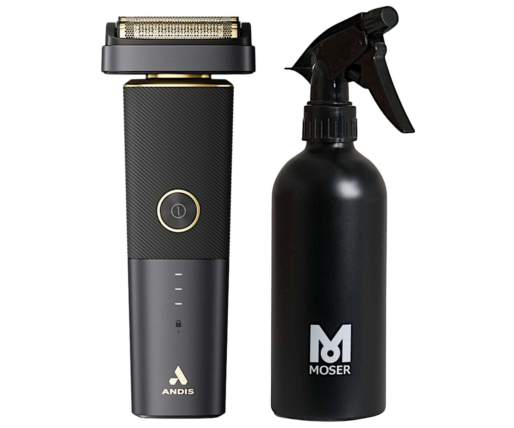 Profesionální planžetový strojek Andis reSurge Shaver - černý + hliníkový rozprašovač na vodu Moser 0092-6400 - 250 ml zdarma + dárek zdarma