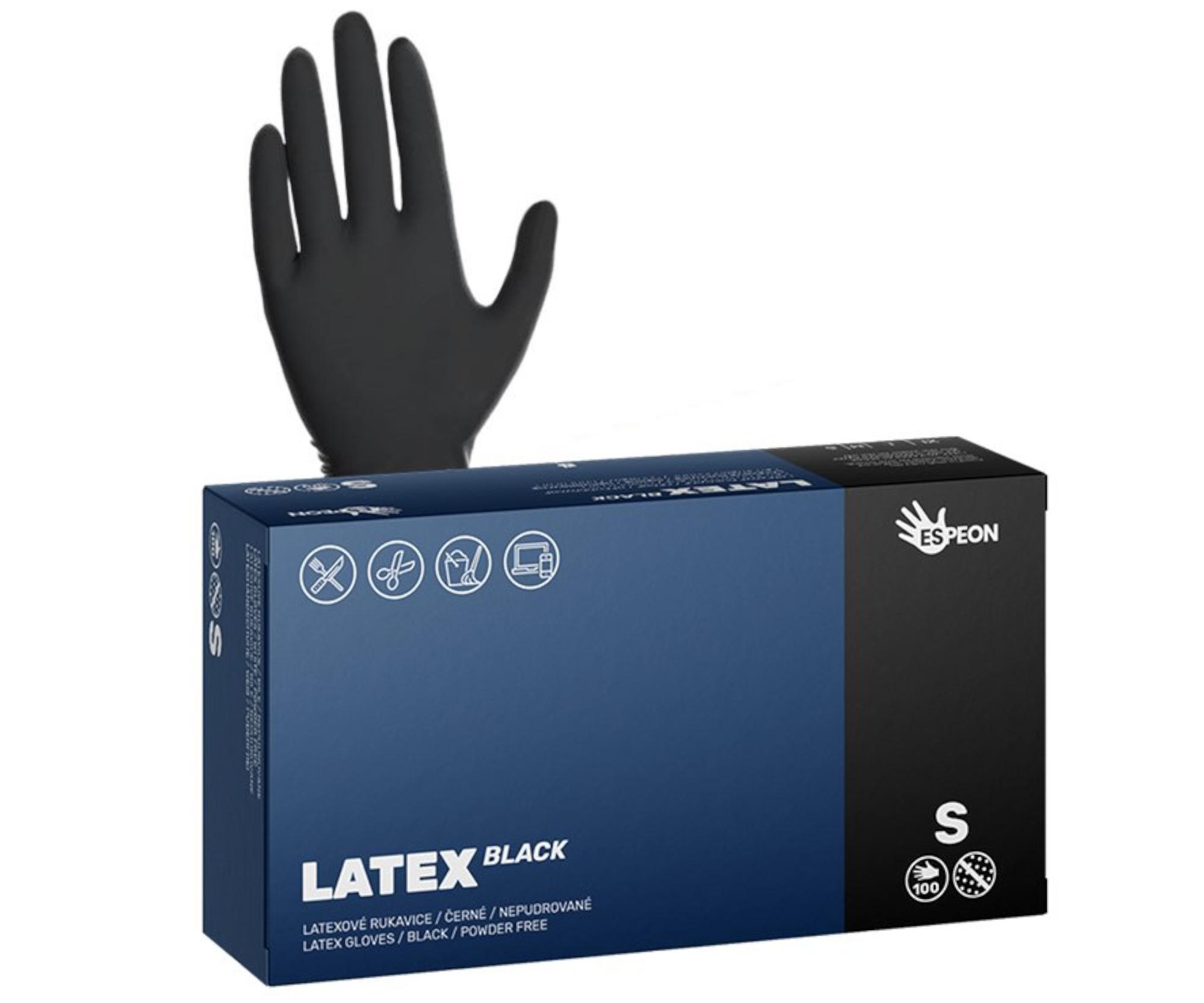 Latexové rukavice Espeon Latex Black - 100 ks, černé, velikost S (100067) + dárek zdarma