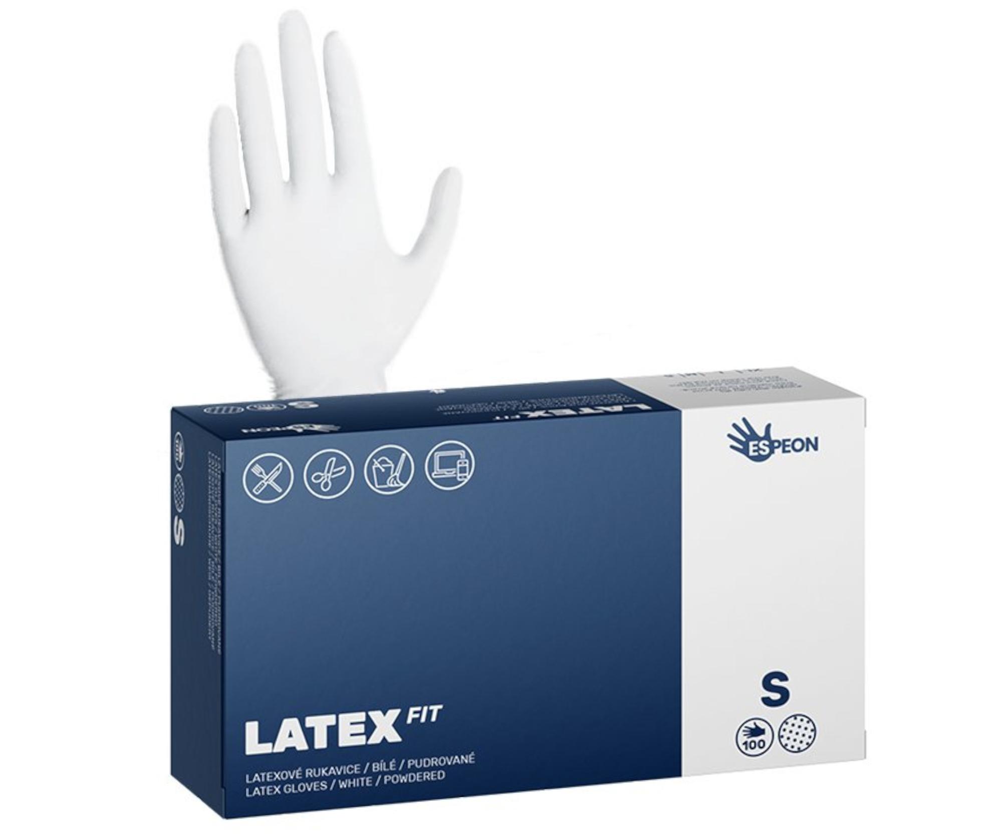 Latexové pudrované rukavice Espeon Latex Fit - 100 ks, bílé, velikost S (100003) + dárek zdarma