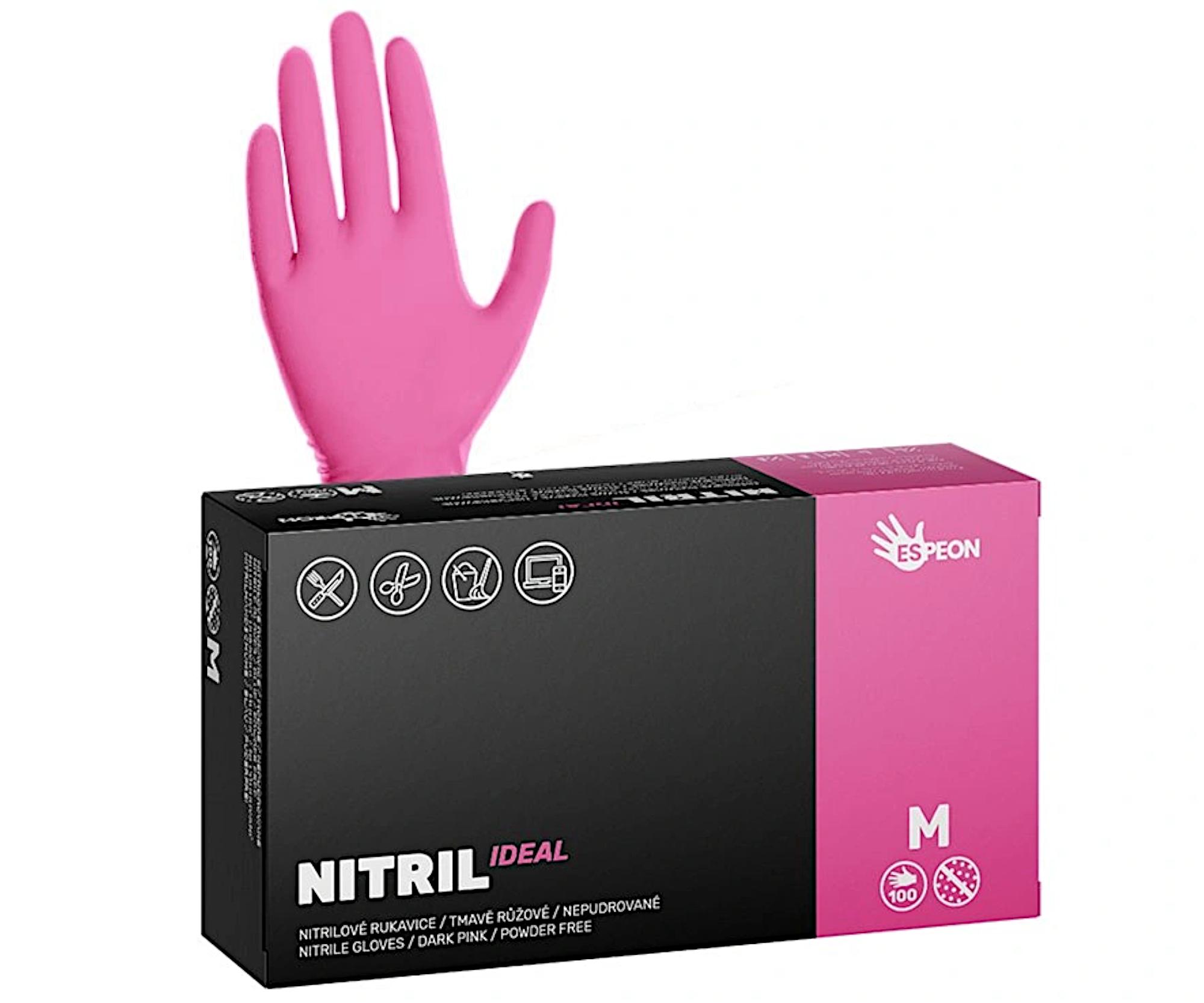 Nitrilové rukavice Espeon Nitril Ideal - 100 ks, růžové, velikost M (100081) + dárek zdarma