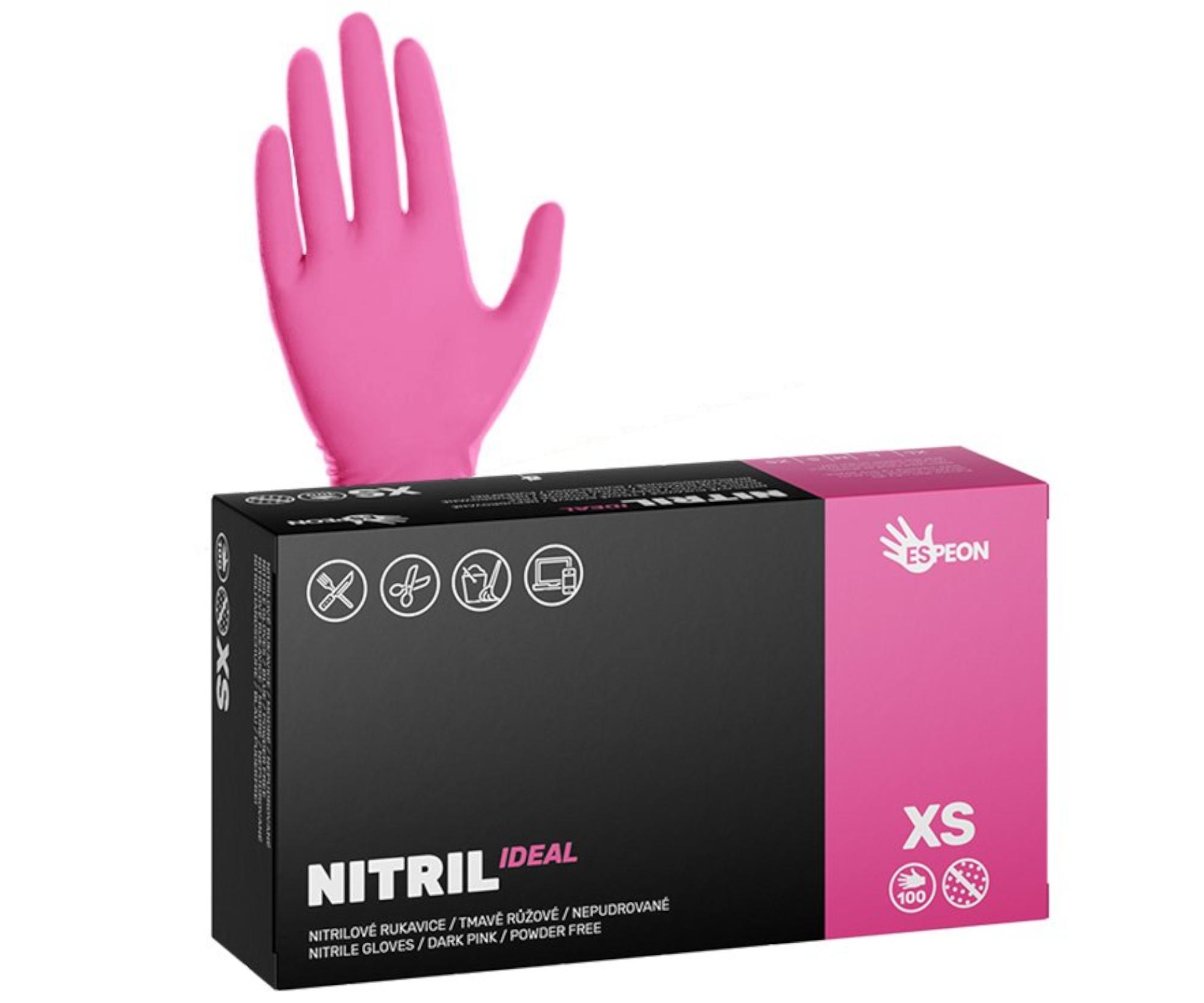 Nitrilové rukavice Espeon Nitril Ideal - 100 ks, růžové, velikost XS (100087) + dárek zdarma