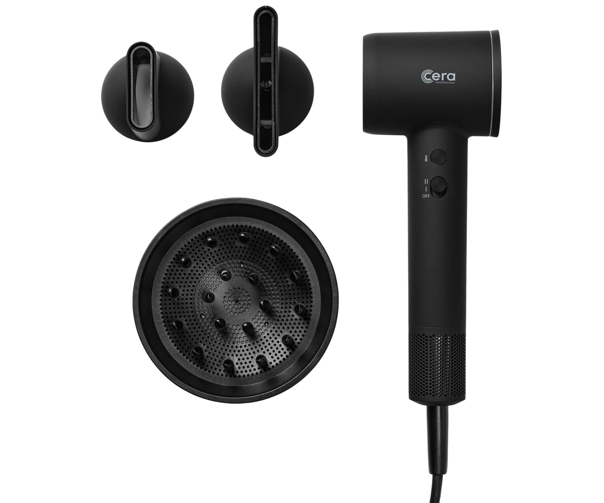 Profesionální fén na vlasy Cera Pro BLDC Dryer - 1600 W, matný černý (42554) + dárek zdarma