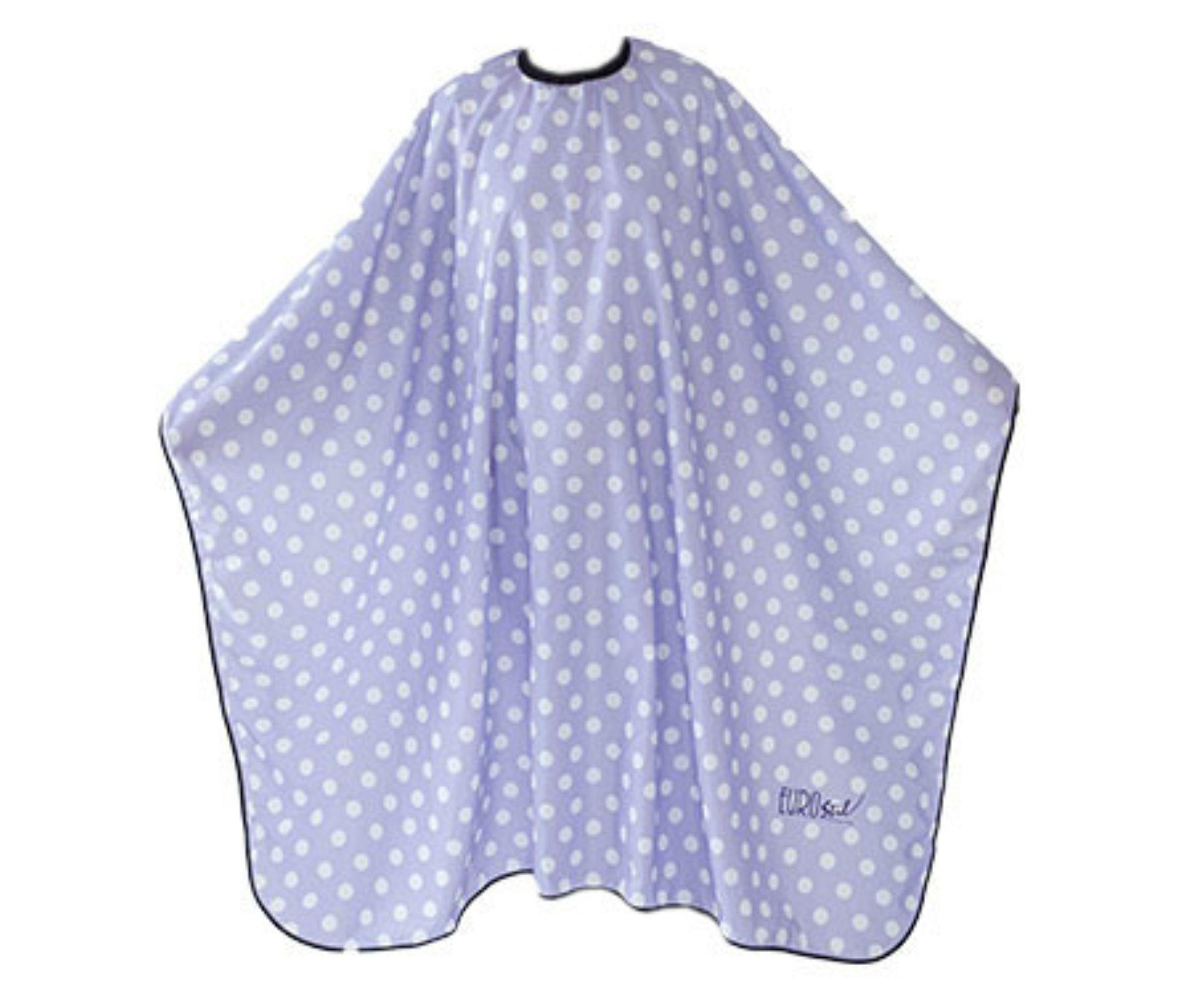 Kadeřnická pláštěnka na stříhání Eurostil Professional - fialová s puntíky - kovový háček (07748) + dárek zdarma