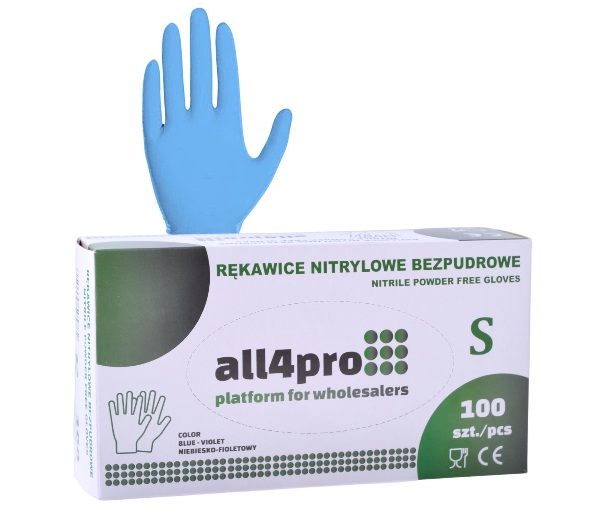 Nitrilové rukavice All4Pro Supreme - 100 ks, modré, velikost S + dárek zdarma