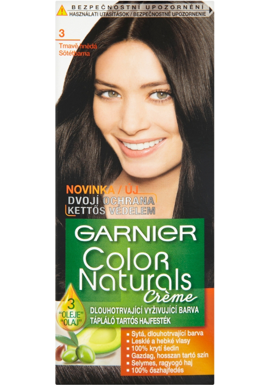 Permanentní barva Garnier Color Naturals 3 tmavě hnědá + dárek zdarma