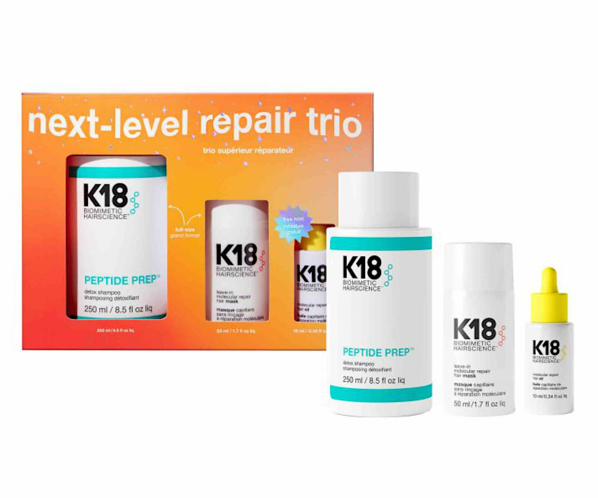 Dárková sada pro obnovu poškozených vlasů K18 Next-Level Repair Trio + dárek zdarma