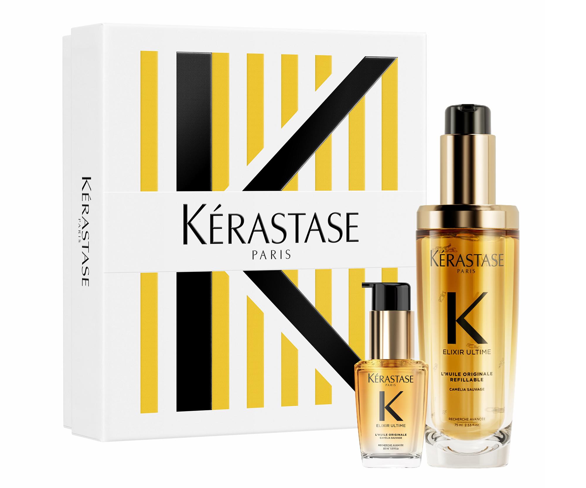 Dárková sada olejové péče pro všechny typy vlasů Kérastase Elixir Ultime L'Huile Originale Spring Box + dárek zdarma