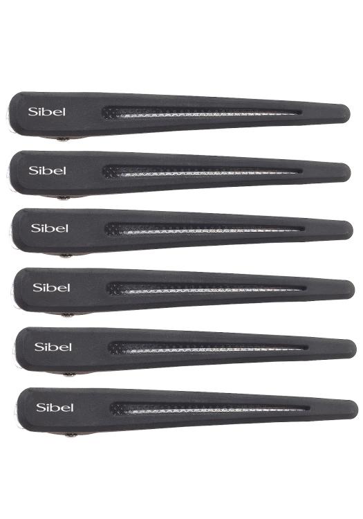 Karbonové klipsy do vlasů Sibel Carbon Line - 10 cm, černé - 6 ks (9376002) + dárek zdarma