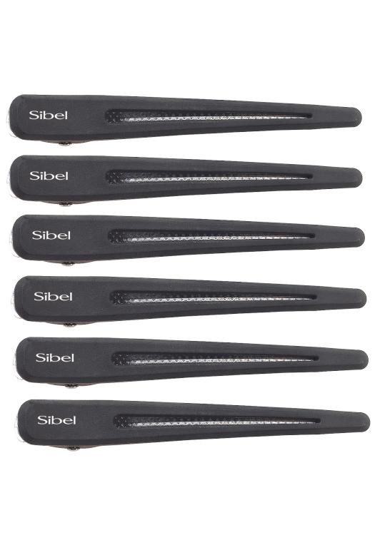 Karbonové klipsy do vlasů Sibel Carbon Line - 10 cm, černé - 6 ks (9376002)