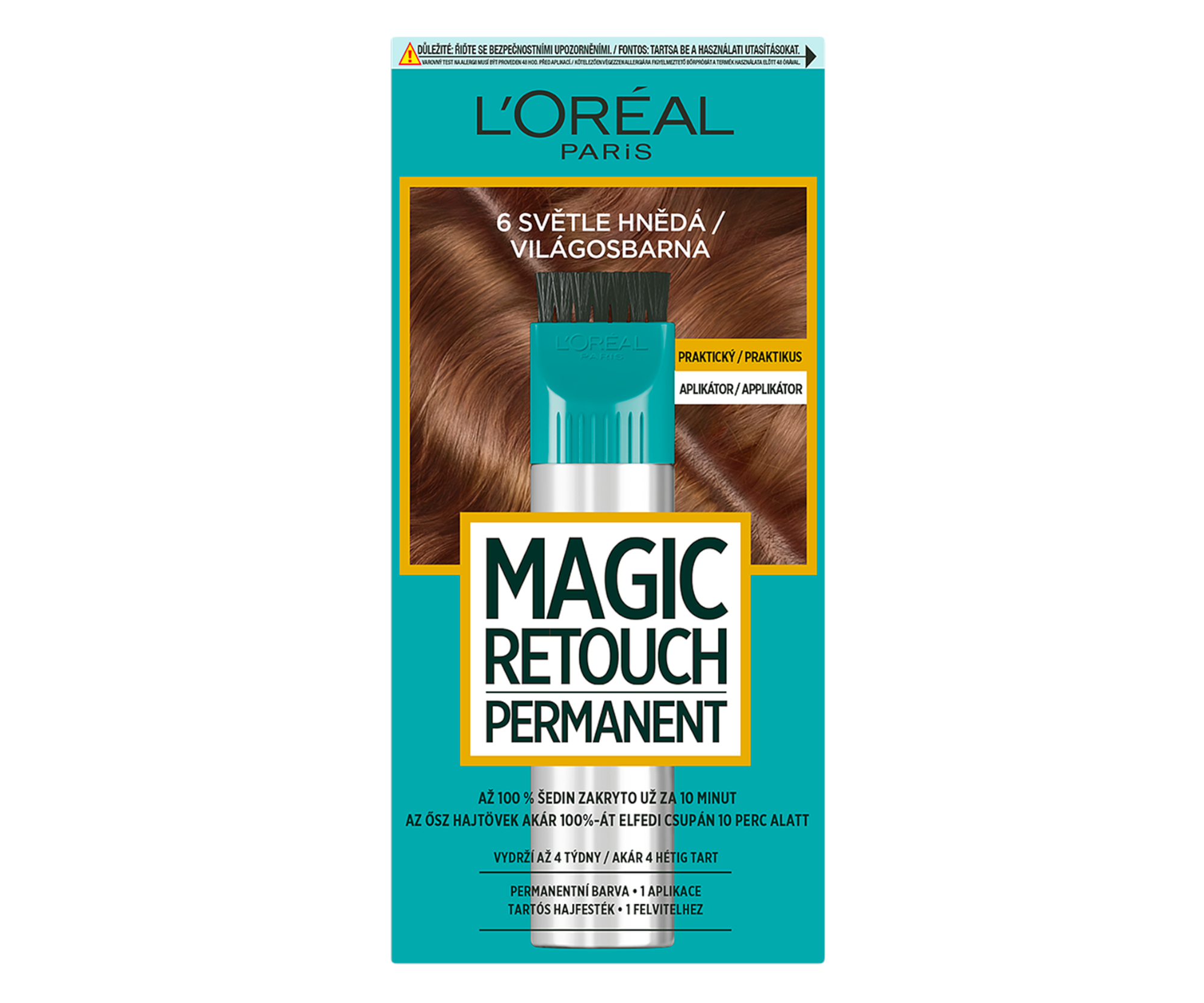 Permanentní barva na odrosty a šediny Loréal Magic Retouch Permanent - odstín 6, světle hnědá - L’Oréal Paris + dárek zdarma