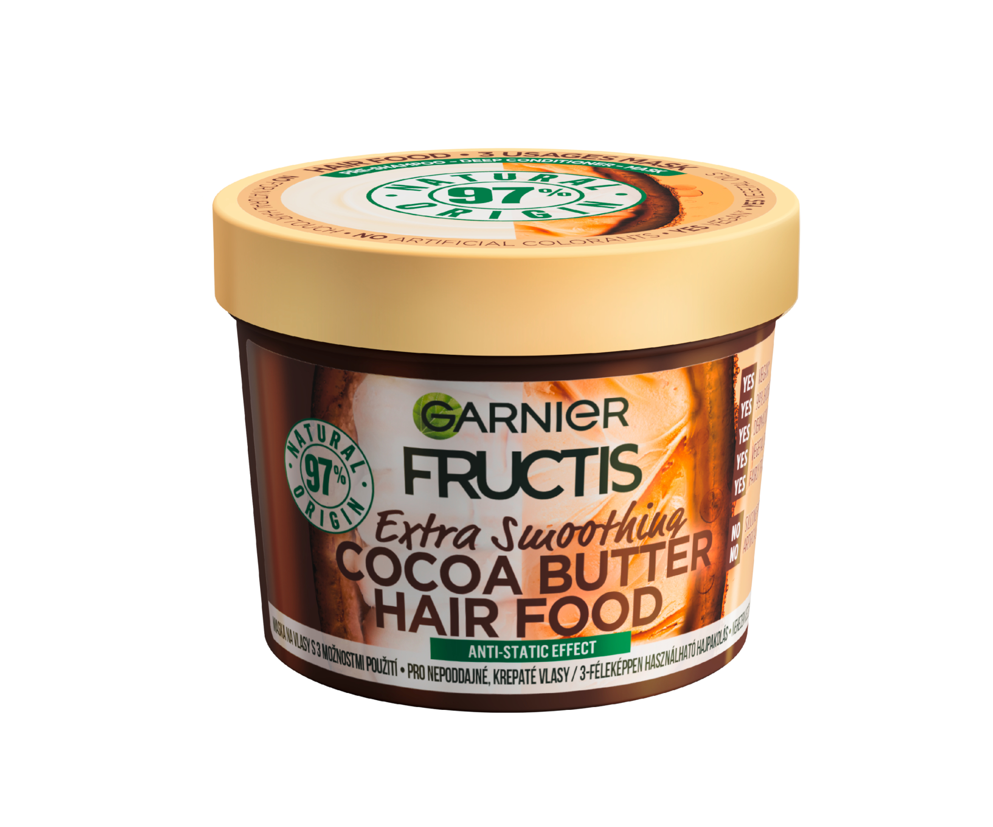 Maska pro uhlazení nepoddajných a krepatých vlasů Garnier Fructis Hair Food Cocoa Butter - 390 ml + dárek zdarma