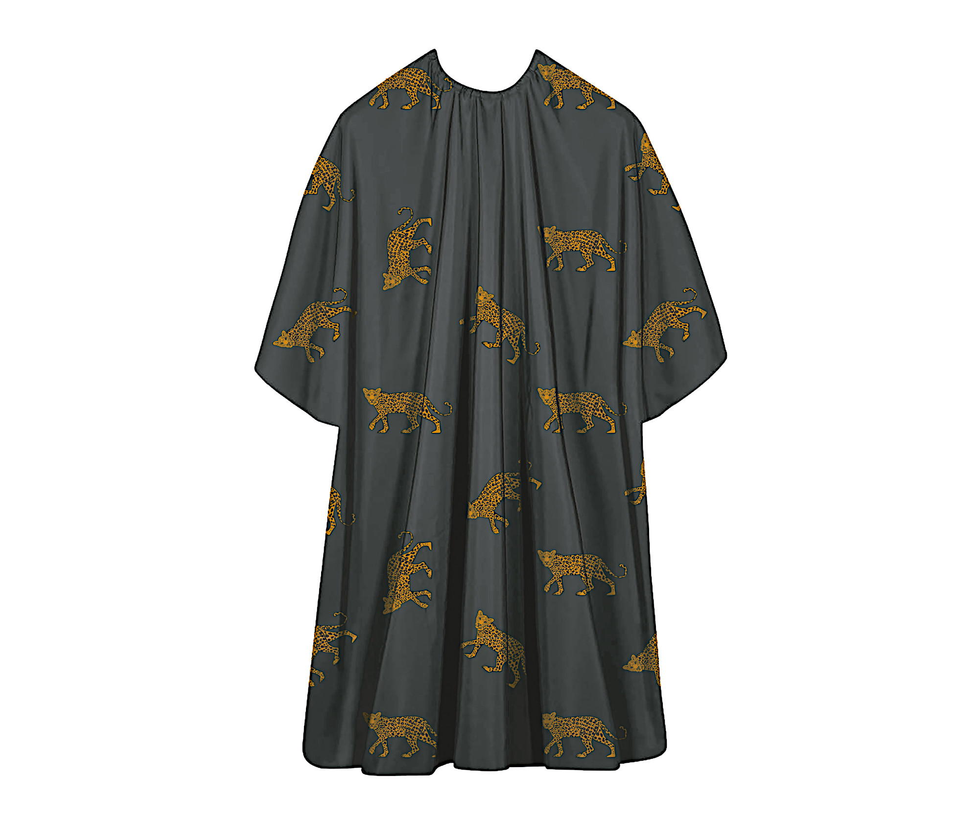 Kadeřnická pláštěnka na stříhání Sibel Economyss Leopard - černá s potiskem leoparda (6600717) + dárek zdarma