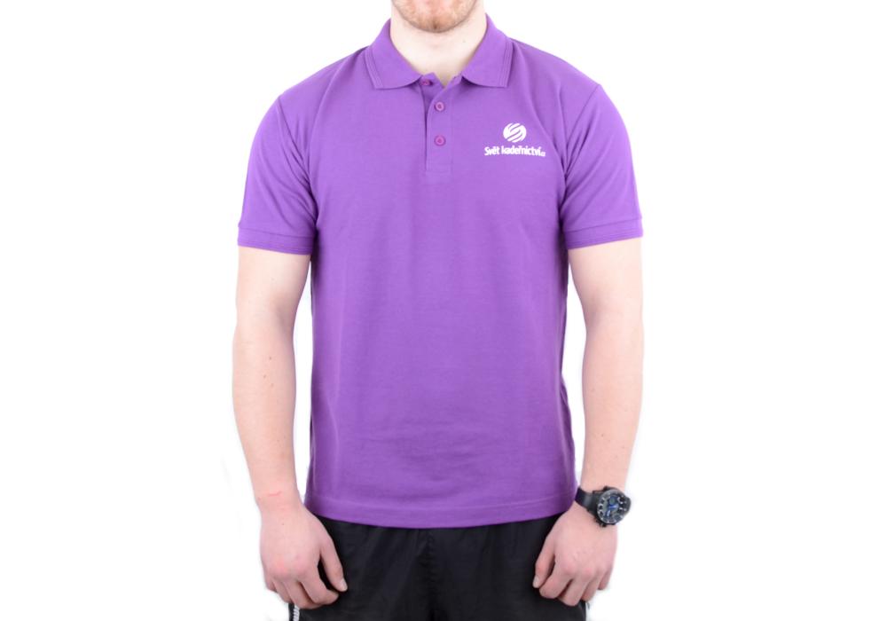 Polokošile s krátkým rukávem, s límečkem  - pánská, fialová L (svk203fL) + dárek zdarma