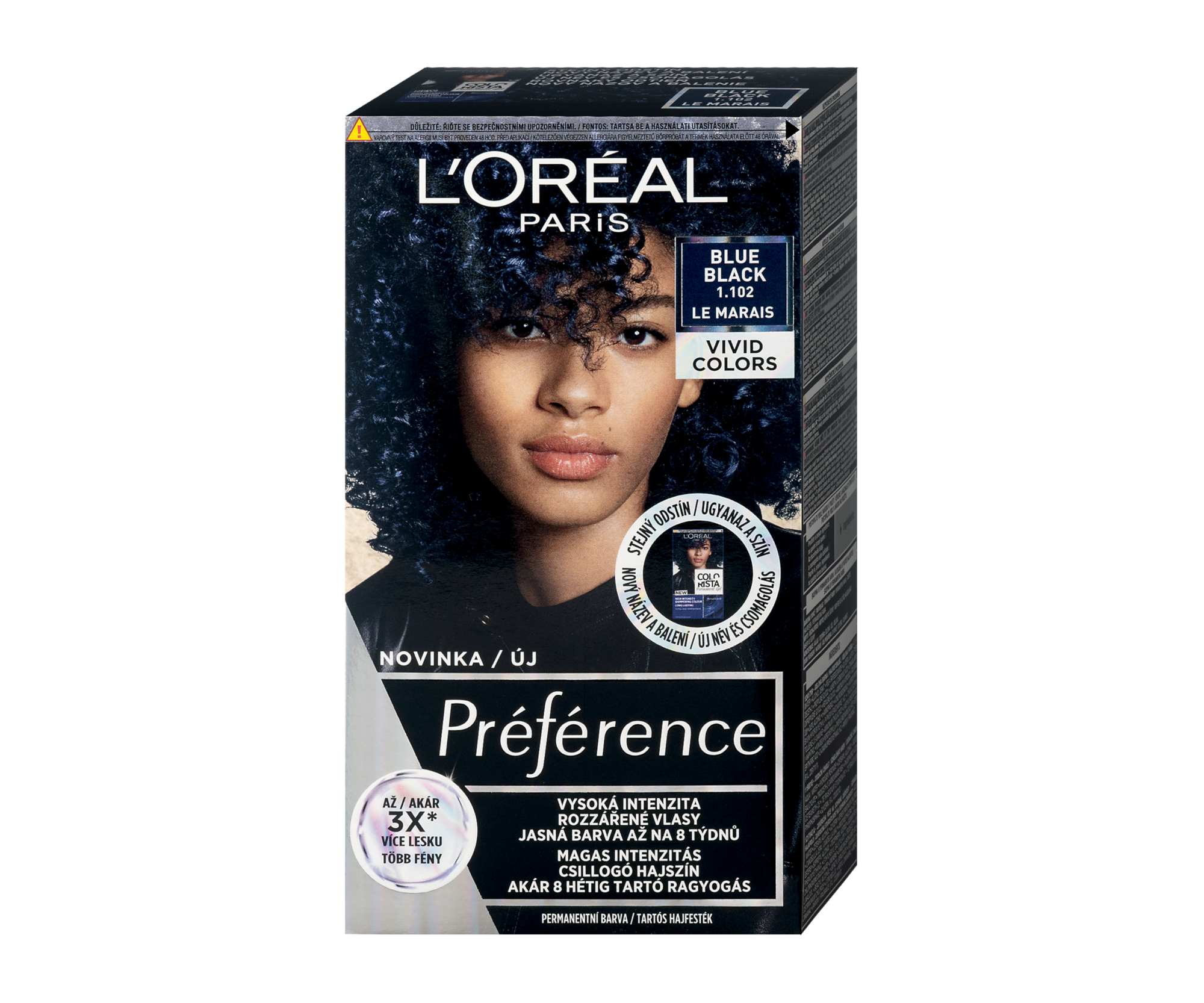 Permanentní barva na vlasy Loréal Préférence 1.102 Blue Black - modročerná - L’Oréal Paris + dárek zdarma