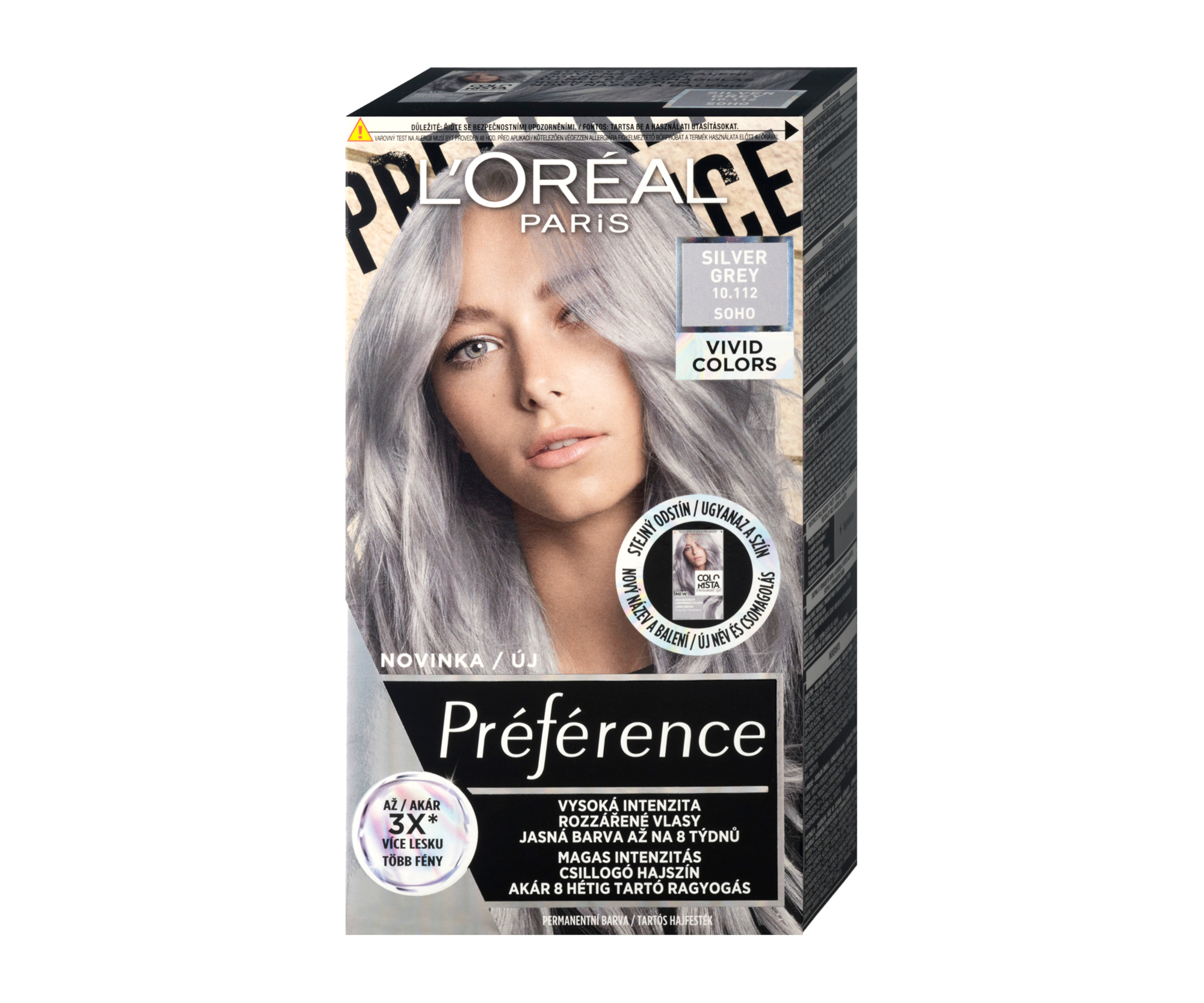Permanentní barva na vlasy Loréal Préférence 10.112 Silver Grey - stříbrná - L’Oréal Paris + dárek zdarma