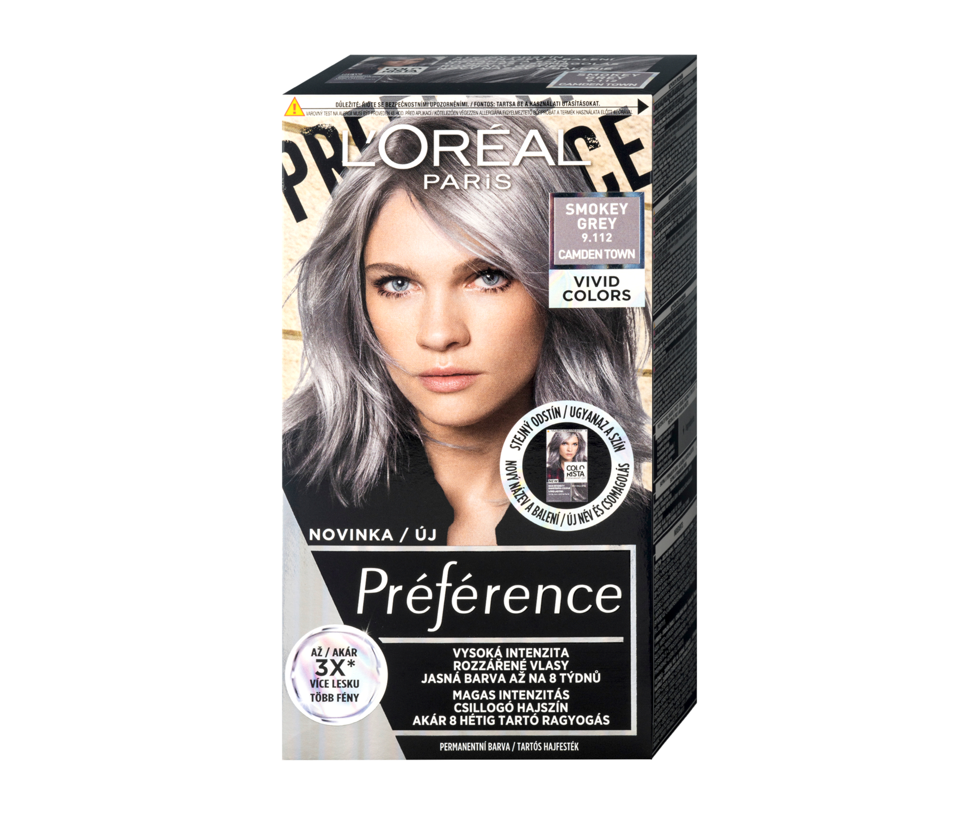 Permanentní barva na vlasy Loréal Préférence 9.112 Smoke Grey - kouřově šedá - L’Oréal Paris + dárek zdarma