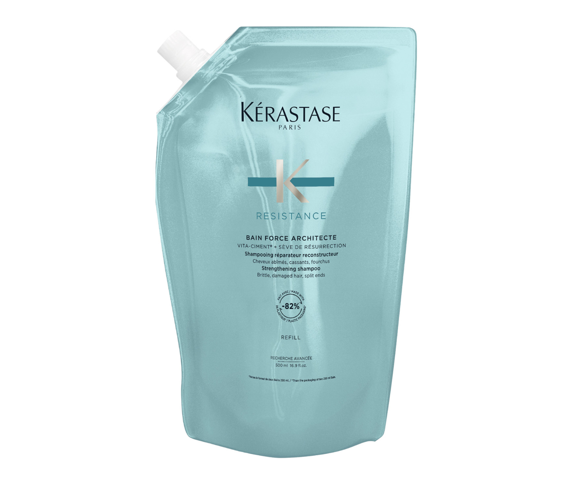 Šampon pro poškozené vlasy Kérastase Resistance Force Architecte - 500 ml, náhradní náplň + dárek zdarma