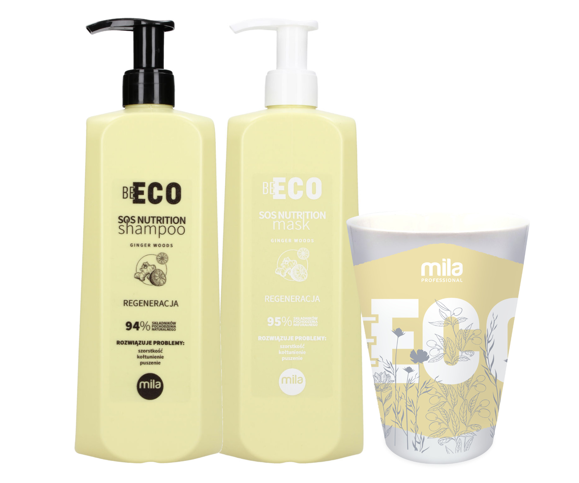 Sada pro uhlazení vlasů Mila Professional Be Eco SOS Nutrition + keramický hrnek zdarma + DÁREK ZDARMA