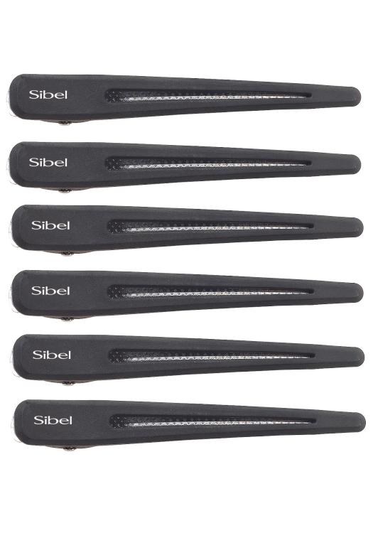Karbonové klipsy do vlasů Sibel Carbon Line - 12 cm, černé - 6 ks (9376001)