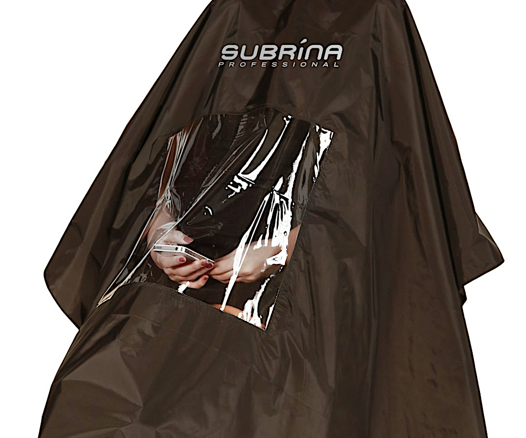 Kadeřnická pláštěnka na barvení s průhledným oknem Subrina Professional - černá (472925) + DÁREK ZDARMA