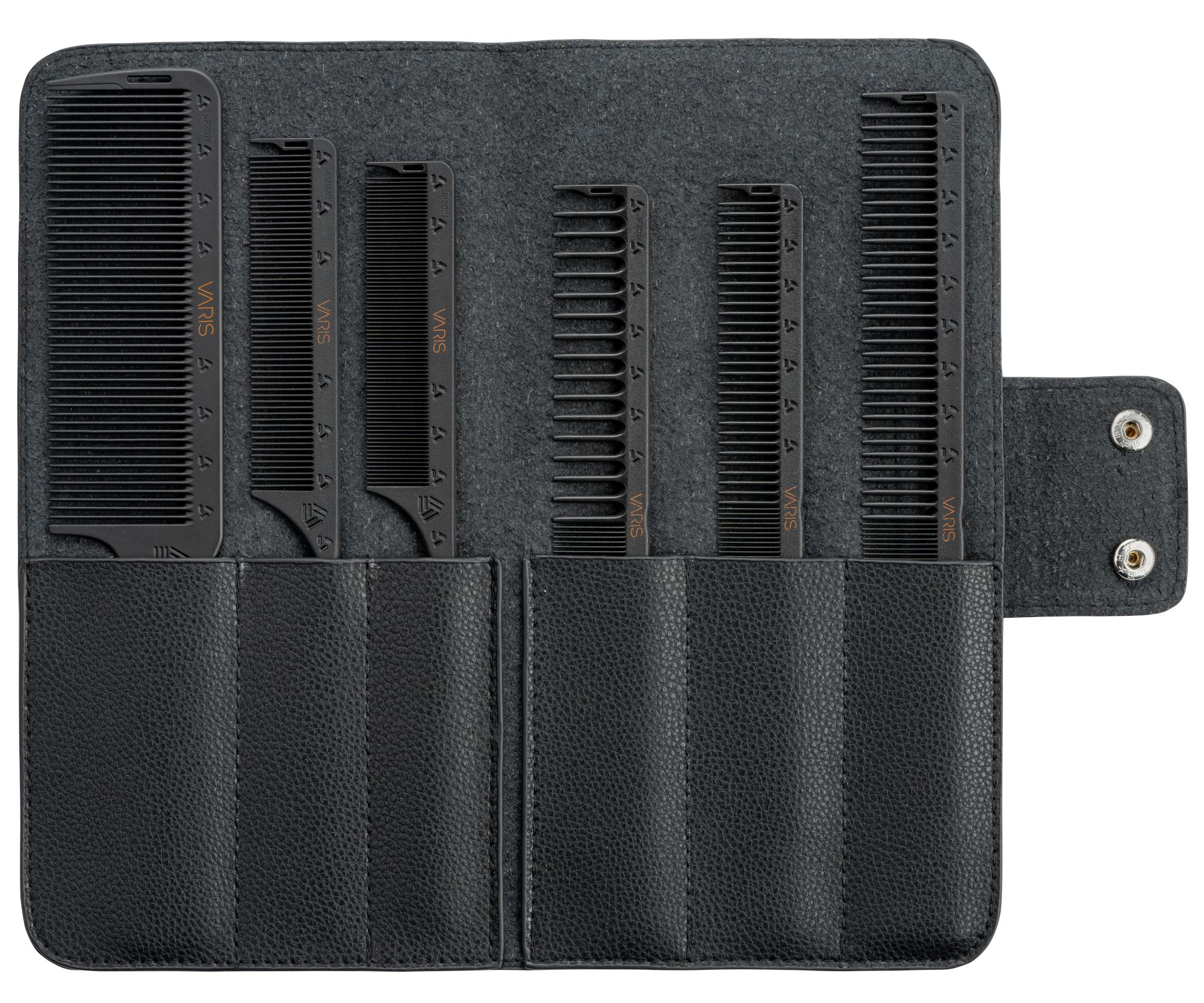 Kompletní sada profesionálních karbonových hřebenů s pouzdrem Varis Carbon Combs - černá (364697IE) + dárek zdarma