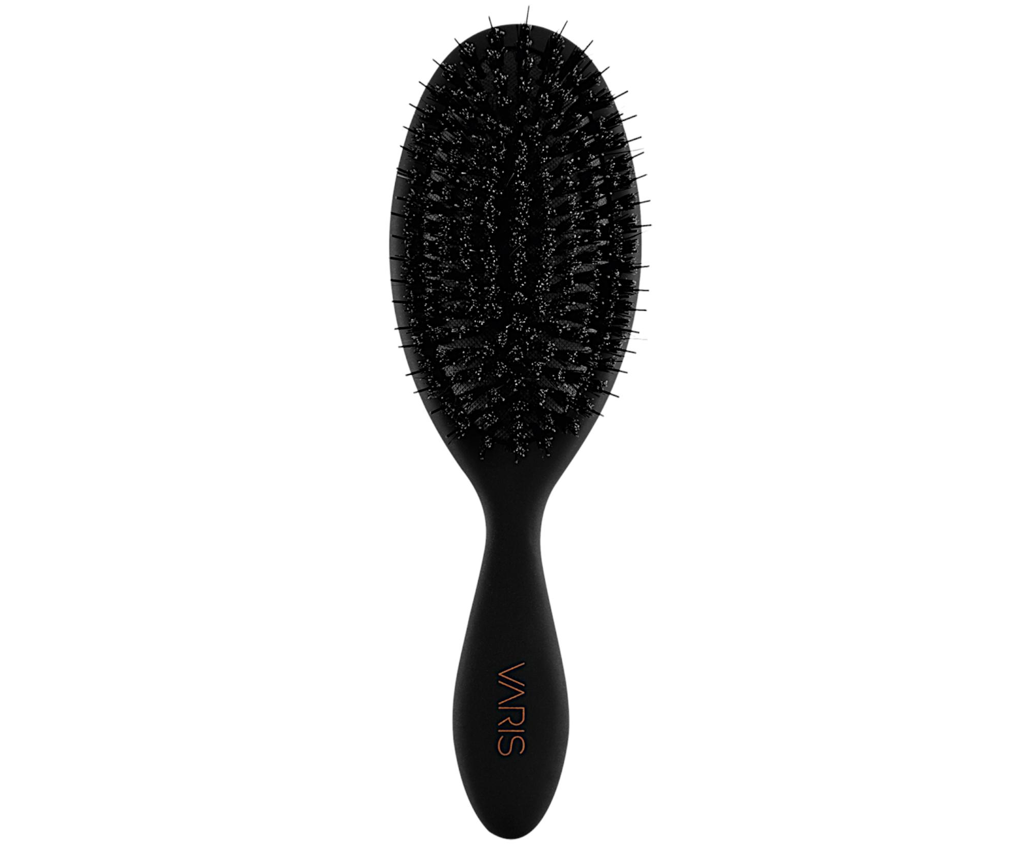 Kartáč na vlasy s kančími a nylonovými štětinami Varis Smoothing Brush - černý + dárek zdarma
