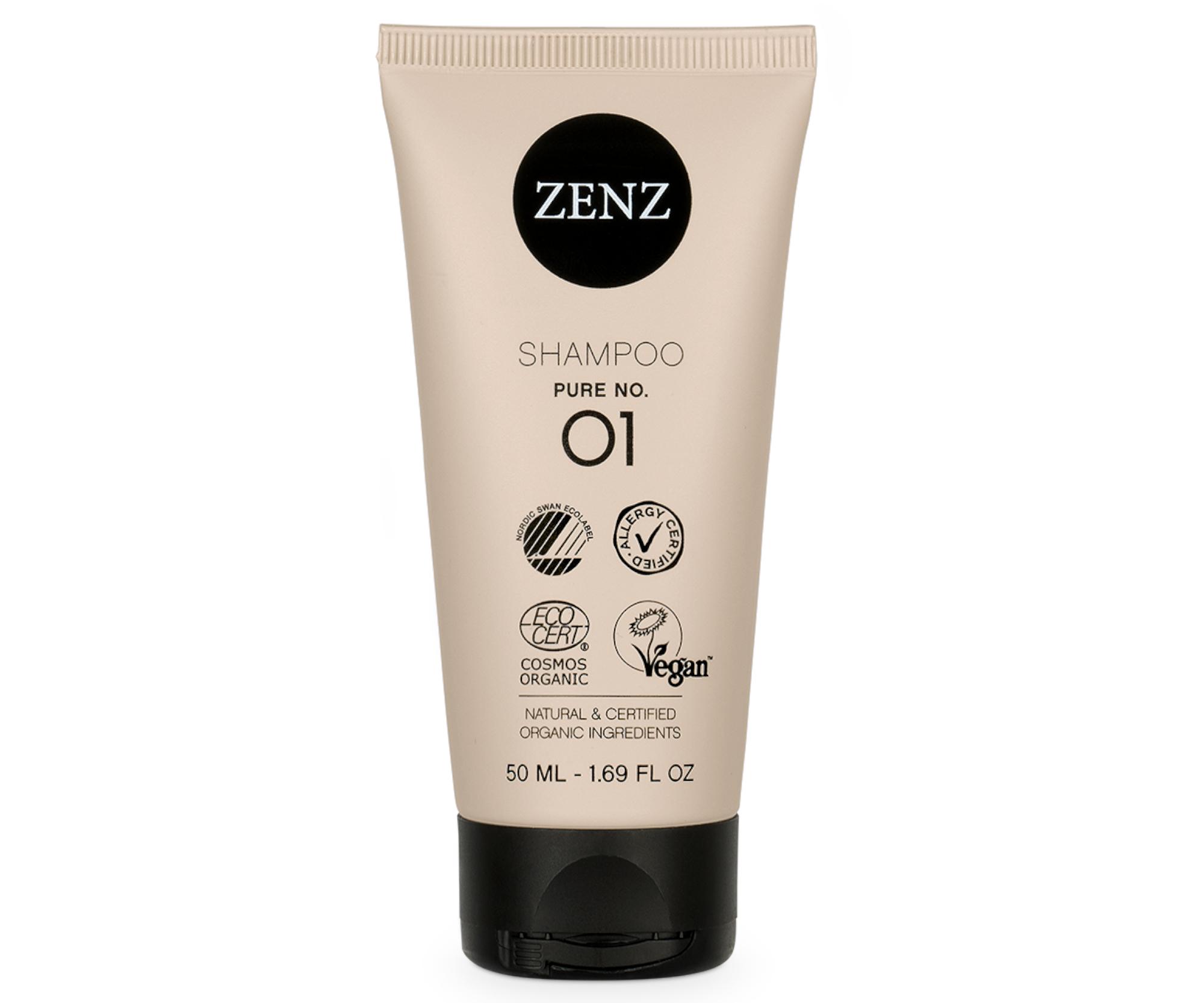 Jemný šampon pro všechny typy vlasů Zenz Shampoo Pure No. 01 - 50 ml + dárek zdarma