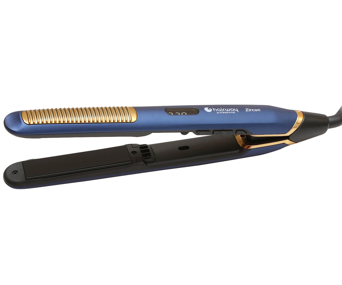 Profesionální žehlička na vlasy Hairway Zircon - 90 x 23 mm - modrá (04146) + DÁREK ZDARMA