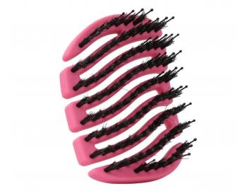 Kart�� na vlasy s kan��mi a nylonov�mi �t�tinami Sister Young Mila Pocket Hair Brush - tmav� r��ov�