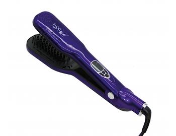 Profesionální parní žehlicí kartáč na vlasy Eurostil Profesional Hair Brush Straightener - fialový