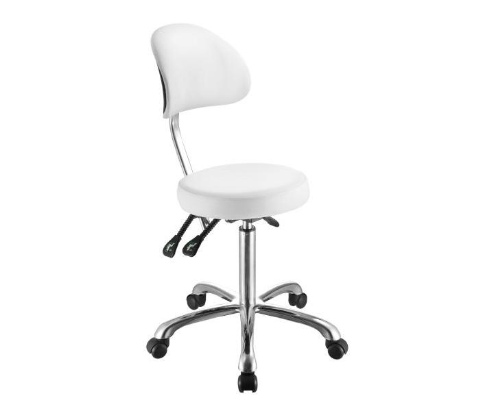 Taburet na kolečkách s opěrkou Weelko Comfort, bílý