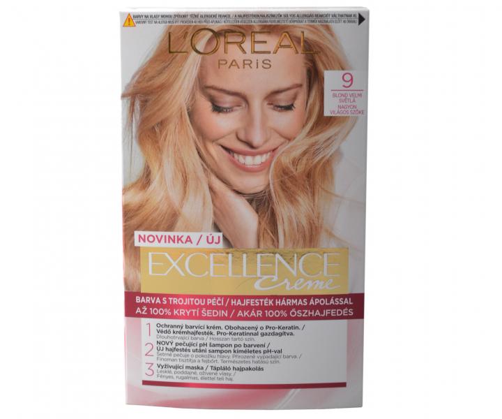 Permanentn barva Loral Excellence 9 blond velmi svtl