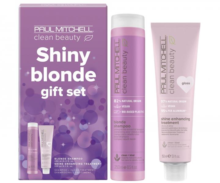 Dárková sada pro neutralizaci žlutých tónů Paul Mitchell Clean Beauty Shiny Blonde Gift Set