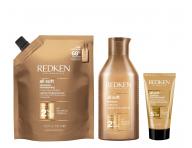 Vyivujc ampon pro such a kehk vlasy Redken All Soft - 300 ml + nhradn npl 500 ml + kondicionr 50 ml zdarma