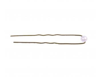 Vlnit� vl�senka s b�lou perli�kou Eurostil Professional - 6 cm, bronzov� - 12 ks