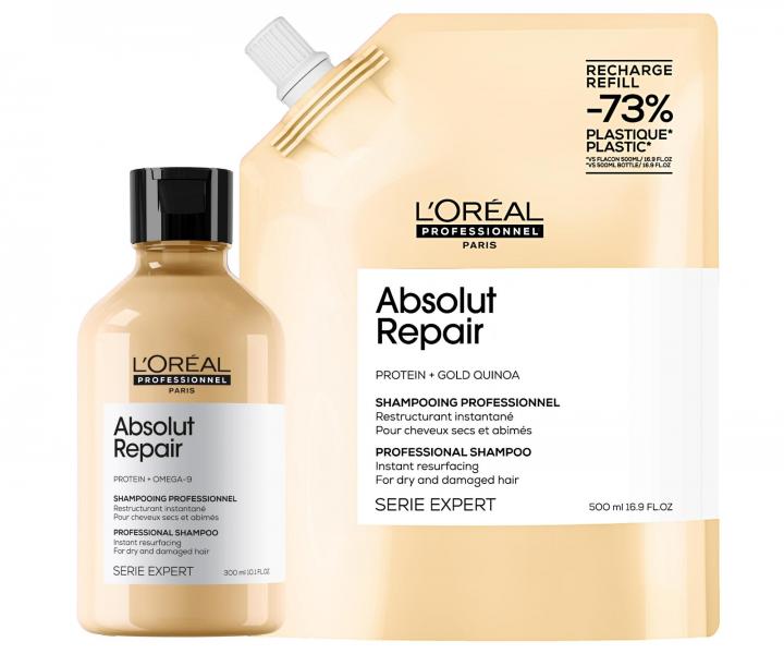 �ampon pro such� a po�kozen� vlasy Lor�al Professionnel Serie Expert Absolut Repair - 300 ml + n�hradn� n�pl� - 500 ml