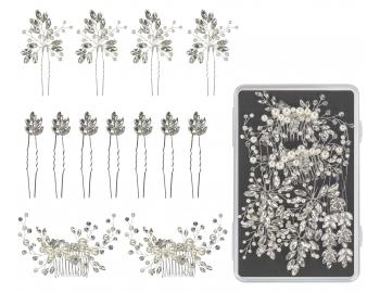 Sada ozdobných vlásenek Sibel Festive Hair Pins Silver Color Kit - 13 ks, stříbrná