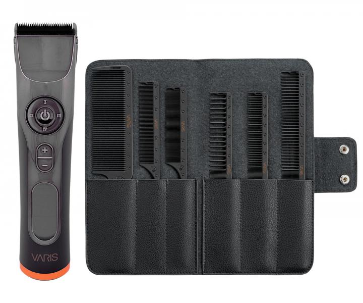 Profesion�ln� strojek na vlasy Varis Hair Clipper VC42 - �ed� + sada karbonov�ch h�eben� Varis Carbon Combs zdarma