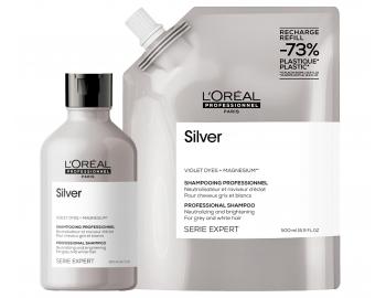 Neutraliza�n� �ampon na �ediv� a b�l� vlasy Lor�al Professionnel Serie Expert Silver - 300 ml + n�hradn� n�pl� - 500 ml