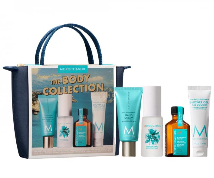 Cestovn� sada pro p��i o t�lo a vlasy Moroccanoil Greetings From The Body Collection + kr�m na ruce a ta�ti�ka zdarma
